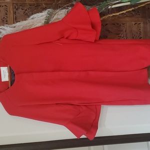 NEW BEAUTIFUL DOUBLE BELL SLEEVE RED DRESS COAT by BAGATELLE HERITAGE Size MED.
